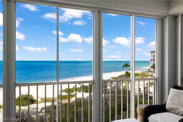 property view of water featuring a view of the beach