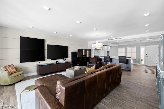 living room featuring light hardwood / wood-style floors