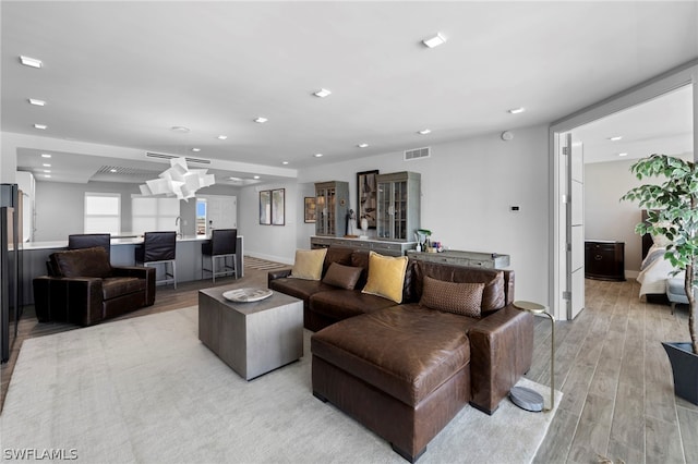 living room featuring light hardwood / wood-style floors