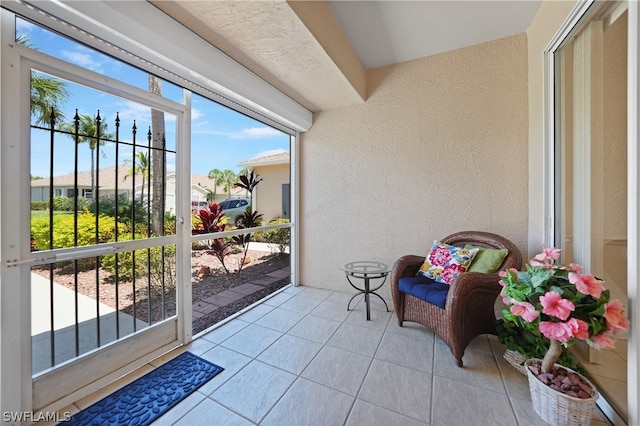 interior space featuring light tile flooring