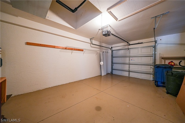 garage with a garage door opener