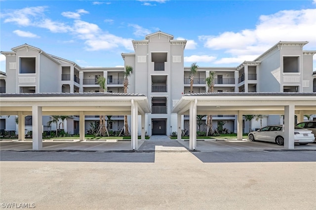 view of property with covered parking