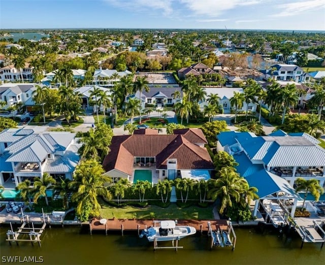 bird's eye view featuring a water view