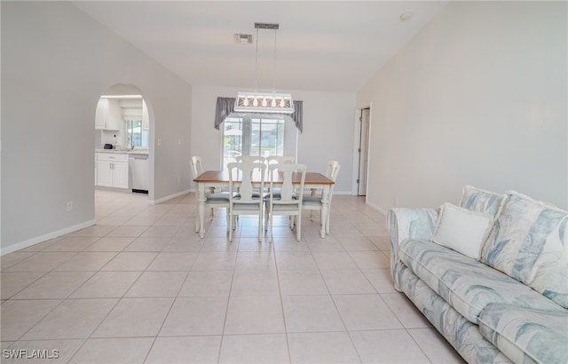 dining area featuring light tile patterned floors