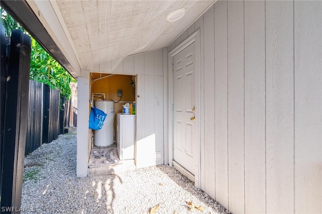 doorway to property with water heater