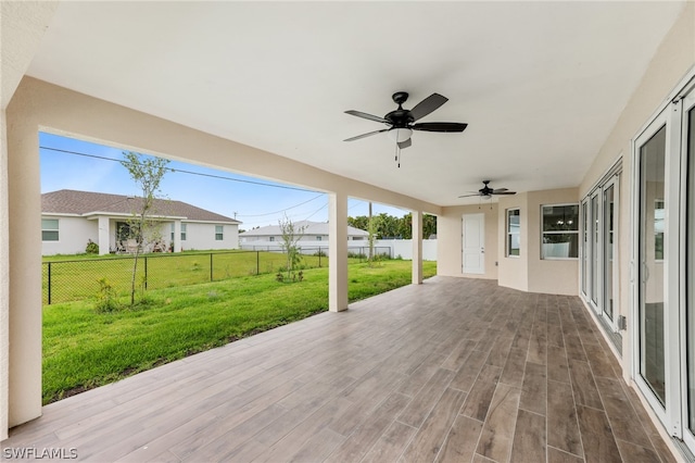 view of terrace with ceiling fan