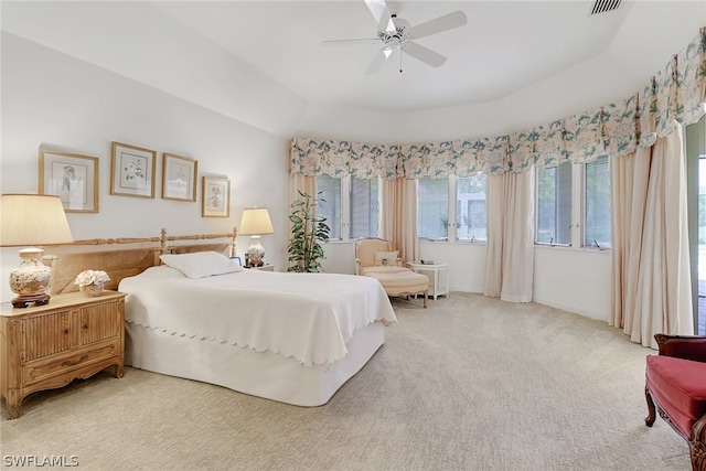 bedroom with carpet floors and ceiling fan