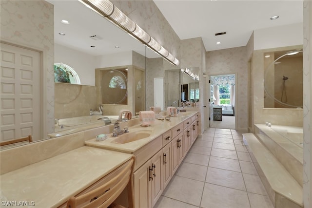 bathroom featuring vanity and tile patterned flooring