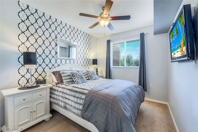 bedroom with carpet floors and ceiling fan