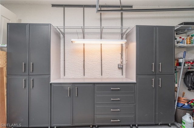 interior space with gray cabinets