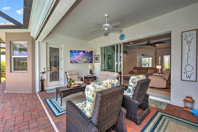 view of patio / terrace featuring an outdoor hangout area and ceiling fan