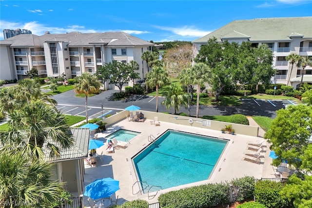 view of pool featuring a patio area