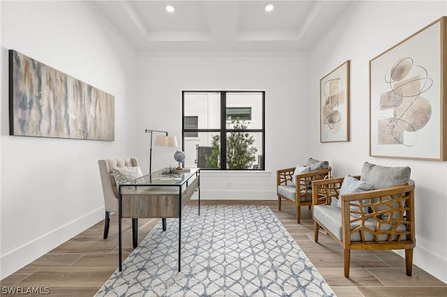 office space featuring hardwood / wood-style flooring