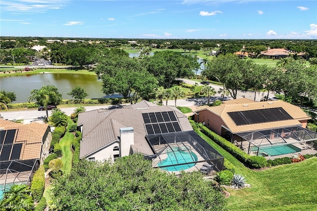 bird's eye view featuring a water view