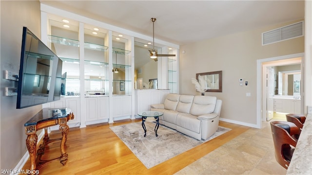 living room with light wood-type flooring