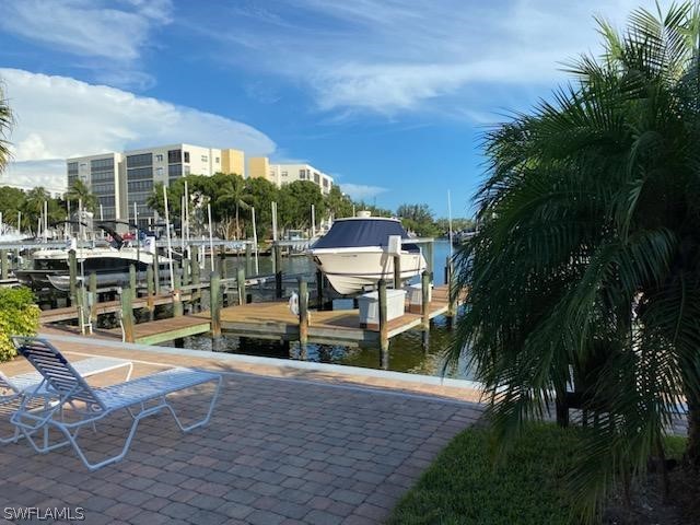 view of dock featuring a water view