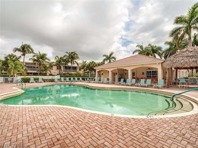 view of pool featuring a patio area