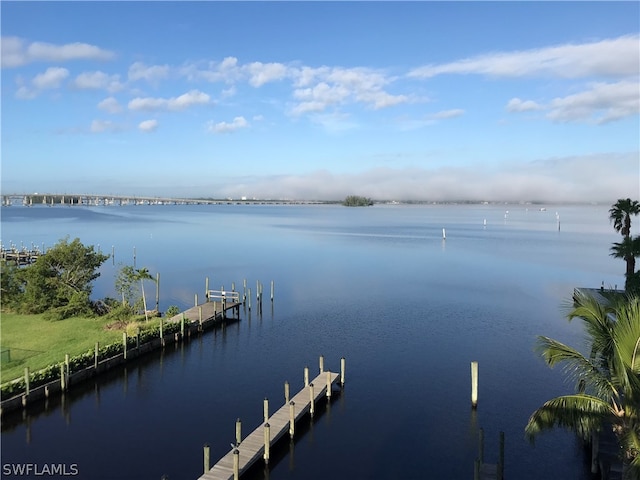 view of dock featuring a water view