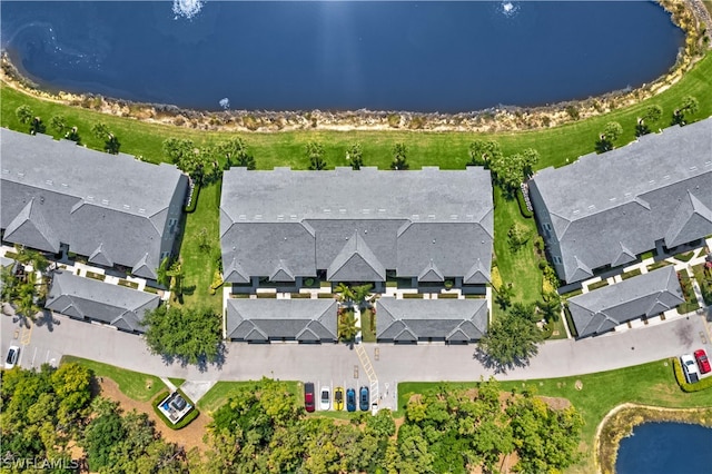 bird's eye view featuring a water view