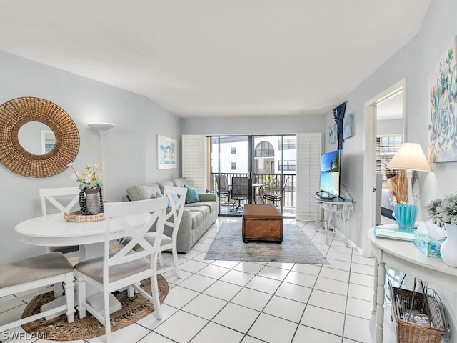 view of tiled dining space