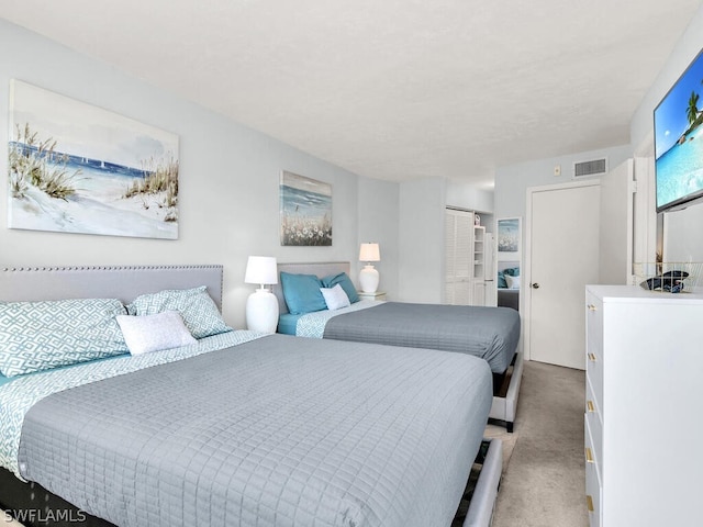 carpeted bedroom featuring a closet