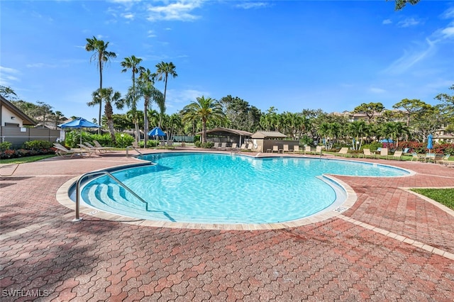 view of pool featuring a patio area