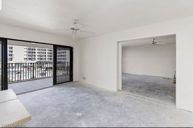 spare room featuring ceiling fan