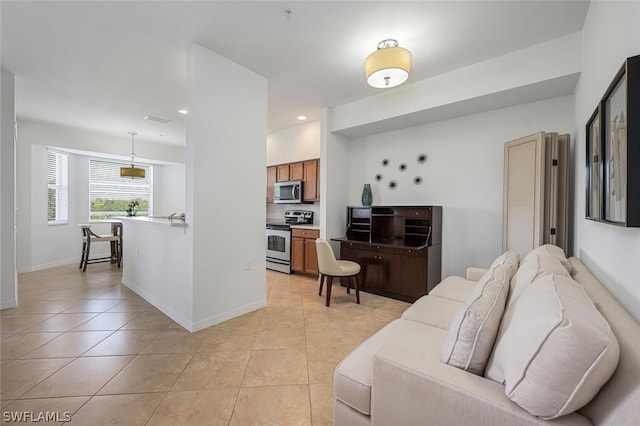 view of tiled living room