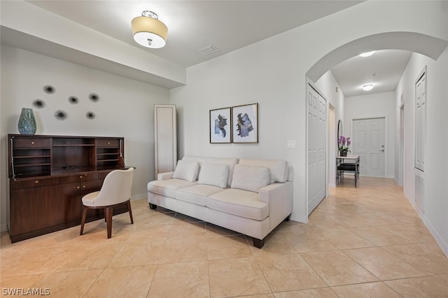 view of tiled living room