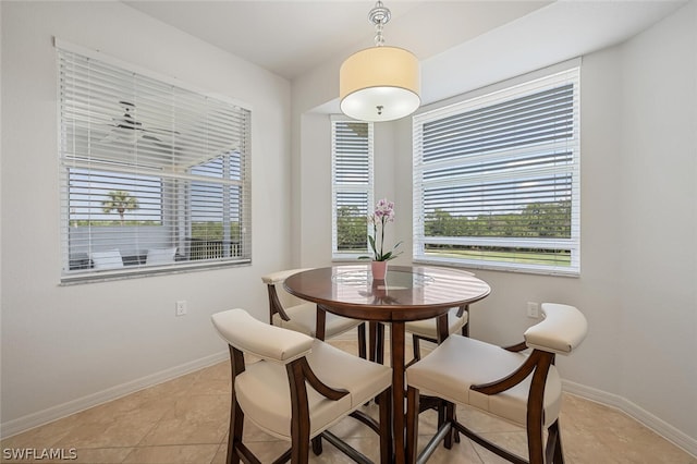 view of tiled dining space