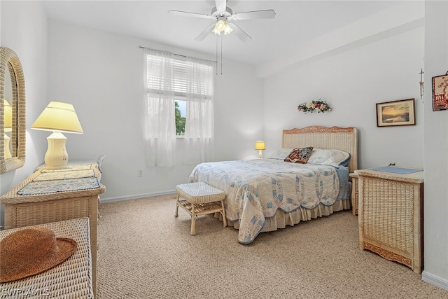 bedroom featuring carpet flooring and ceiling fan