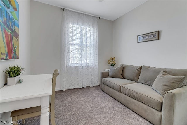 living room featuring light colored carpet