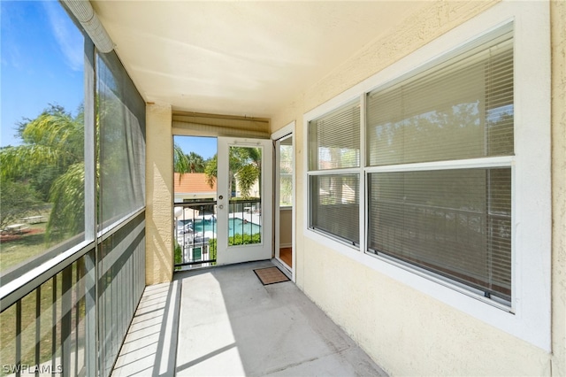 view of unfurnished sunroom