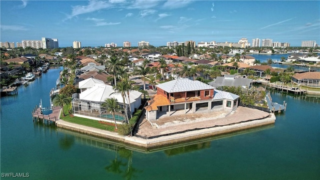 bird's eye view featuring a water view