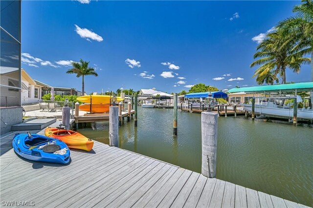 view of dock featuring a water view