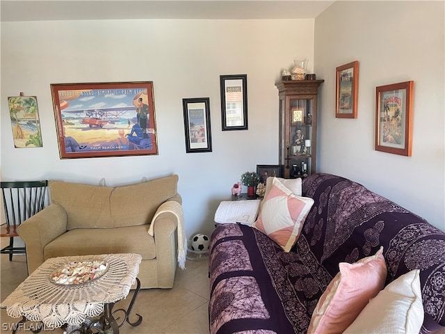 view of tiled living room