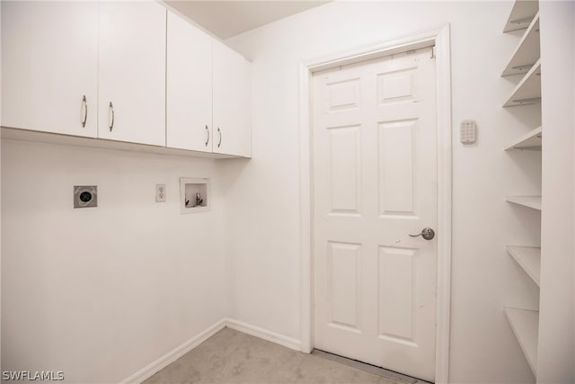 laundry area featuring washer hookup, hookup for an electric dryer, and cabinets