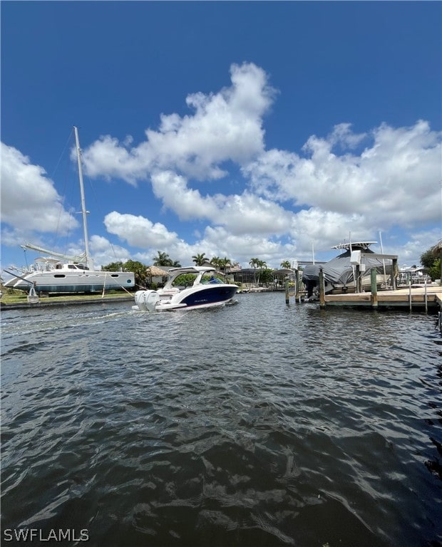 dock area featuring a water view