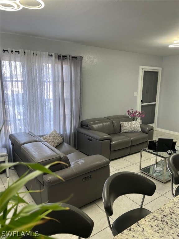 view of tiled living room