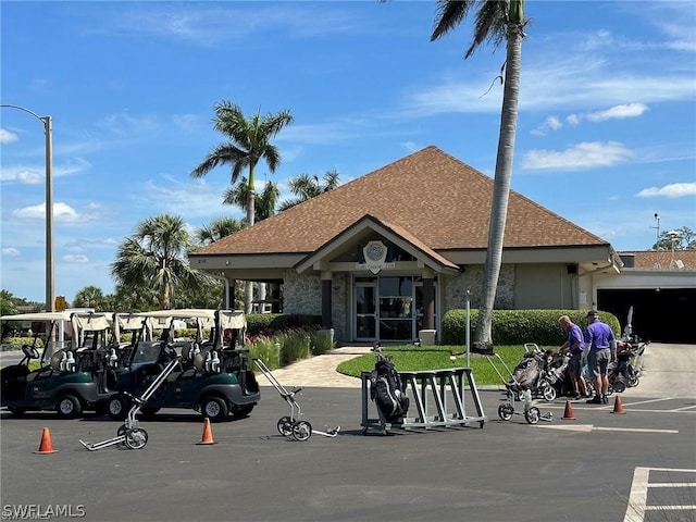 exterior space featuring a garage