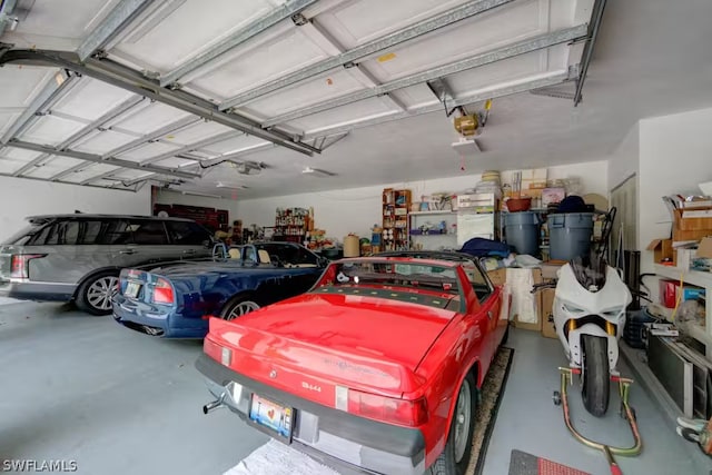 garage with a garage door opener