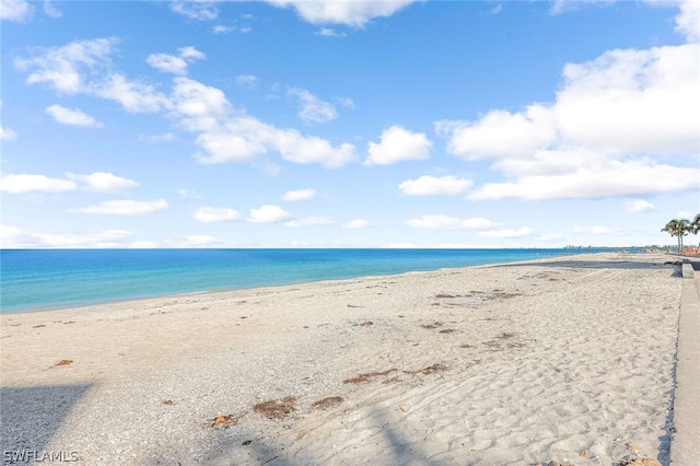 property view of water featuring a view of the beach