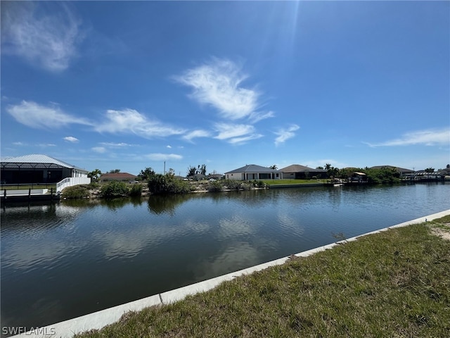 view of water feature with a residential view