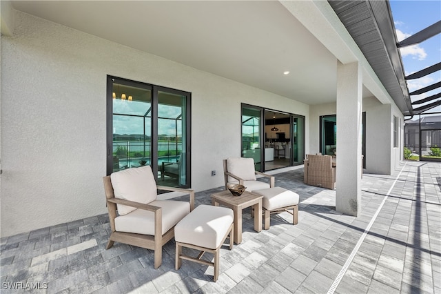 view of patio / terrace with a lanai and an outdoor hangout area