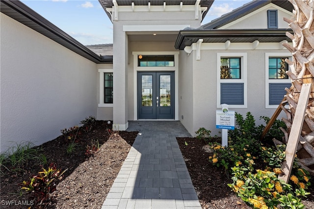 property entrance with french doors