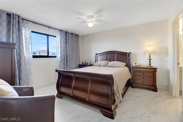 bedroom featuring ceiling fan