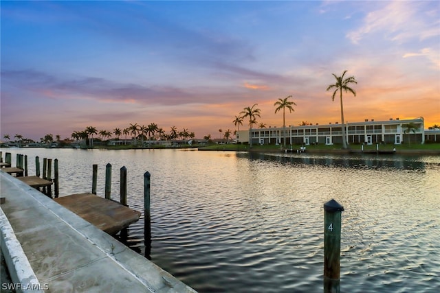 view of dock featuring a water view