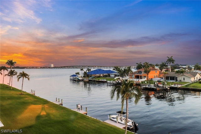 water view with a boat dock