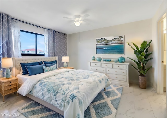 bedroom featuring ceiling fan