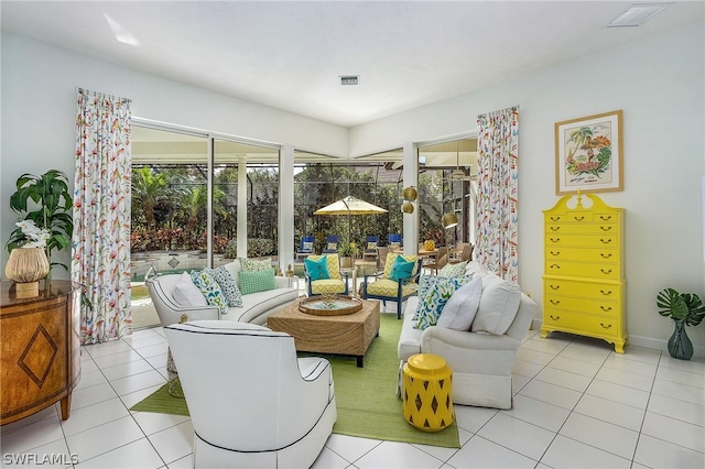 view of tiled living room